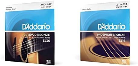D'Addario Guitar Strings - Acoustic Guitar Strings - 80/20 Bronze - For 6 String Guitar - Deep, Bright, Projecting Tone - EJ13 - Custom Light, 11-52