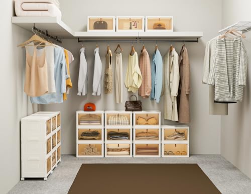 HOMIDEC Closet Organizers and Storage 70Qt 3 Pack Stackable Storage Bins with 1 Lid Closet Organizer Boxes for Clothes Foldable Storage Box for Clothes/Toys/Office Supplies/Snacks(23Qt X 3) - Image 3