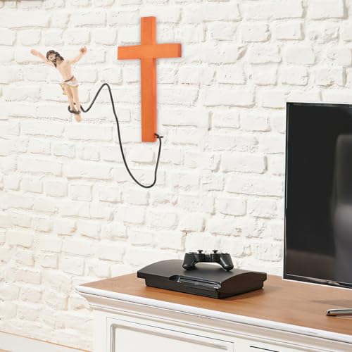 Cruz de madera para pared pequeña decoración religiosa que ahorra espacio figura Jesús 7