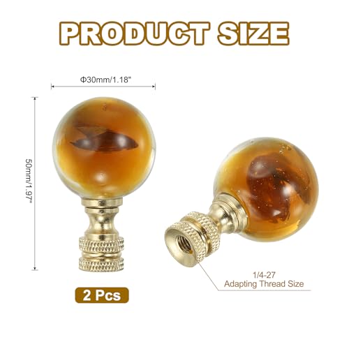 Image of PATIKIL 2pcs 1 /4-27 Lamp Finial Cap Knob, Clear Round Ball Shaped Crystal, Gold Tone