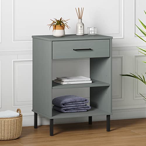 RJPLMFV Mobile Consolle Gambe Metallo Grigio Legno Massello Pino OSLO Tavolino Salotto Tavolino Multifunzionale Tavolino Da Caffè Tavolino Da Ufficio