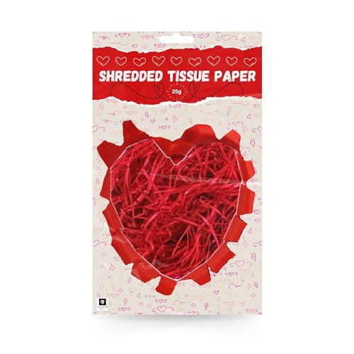 AKH Red Shredded Tissue Paper | 25g Pack for Gift Wrapping and Decorations | Red gift basket filler decorative paper shred crinkle cut paper hamper shred craft paper shred gift wrapping shred
