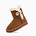 Weestep Toddler/Little kids Girls Boots Faux Fur Snow Warm Winter Fashion Boots(Chestnut Button 12 Little Kid)