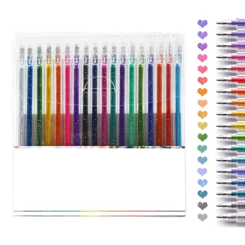 18 Bolígrafos de Gel con Purpurina, Bolígrafos de Gel de Tinta de Secado Rápido, Bolígrafo Gel de Colores Metálicos de 1,0 mm con Purpurina para Dibujo y Escritura Bocetos y Manualidades (18 Colores)