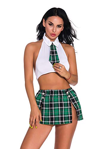 Oliveya Women School Girl Outfit Lingerie Set Sexy Cosplay Costumes Mini Skirt