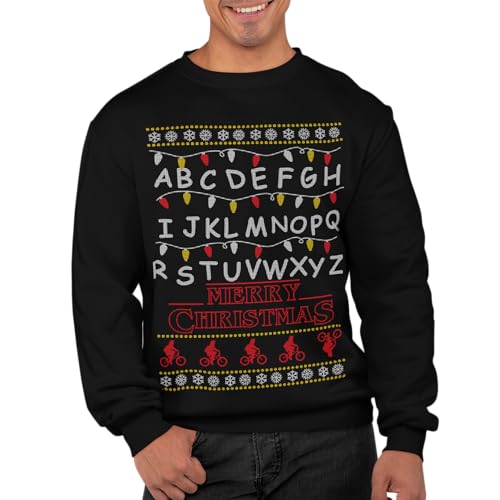 Graphic Impact Inspired Funny Light Run Merry Christmas Ugly Xmas Jumper Xmas Sweatshirt Adults Unisex Sweater Christmas Jumper (Black, XLarge)