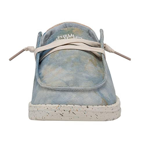 Image of Hey Dude Girl's Wendy Youth Tie Dye Dawn Blue Size 13 | Girl's Shoes | Girl's Lace Up Loafers | Comfortable & Light-Weight