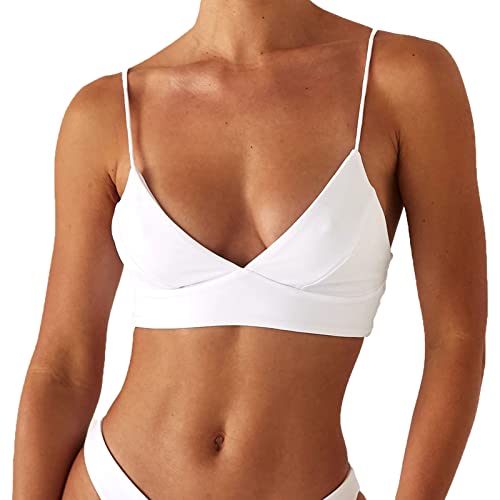 Women's Bikini Top Soild Color Push Up V Neck Bathing Suit Swimsuit Top3