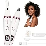 Beanify 2 in 1 Nose and Ear Hair Trimmer with LED Display, Rechargeable Electric Nasal Hair Clipper for Men & Women, Eyebrow & Facial Hair Removal with Dual-Edge Blades, Easy to Clean (White)