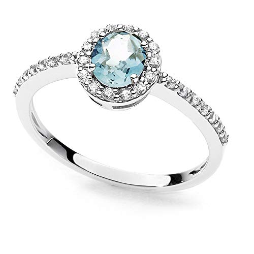 Bague Ambrosia femme zircons haut de gamme et cristal d'azur aux reflets précieux