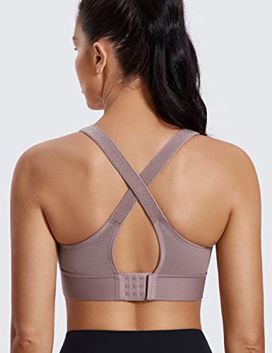 Image of SYROKAN Womens' Sports Bra High Impact Support Zip Front Adjustable Large Bust Racerback Wirefree Padded