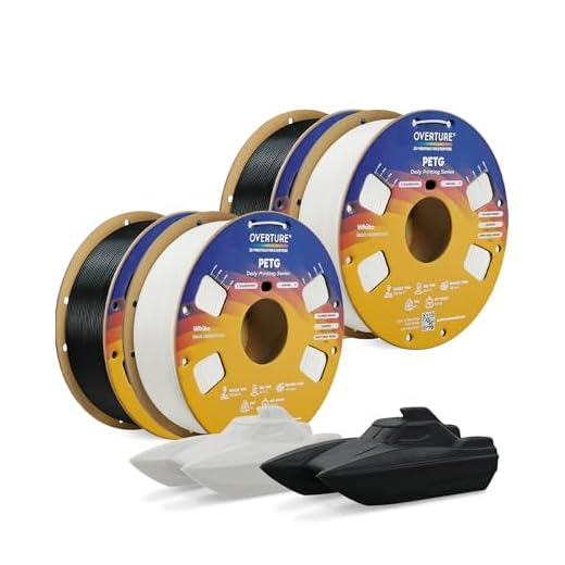 OVERTURE 4KG Bundle PETG 3D Printer Filament 1.75mm, Neatly Wound Durable PETG 4 Pack 1kg(2.2lbs), Strong Toughness Filament, Dimensional Accuracy +/- 0.02mm, Fit Most FDM Printers (Black*2+White*2)