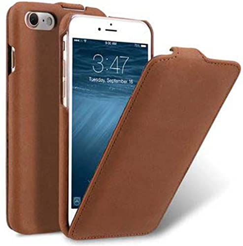 Étui de téléphone à rabat vertical en cuir véritable café pour iPhone SE 2020