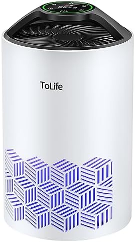 ToLife Air Purifiers for bedroom, HEPA Air Purifier for Home, Air Filters 99.97% Smoke Pollen Dander Dust, Portable Room Air Purifier with Low Noise Sleep Mode for Desktop Office, White