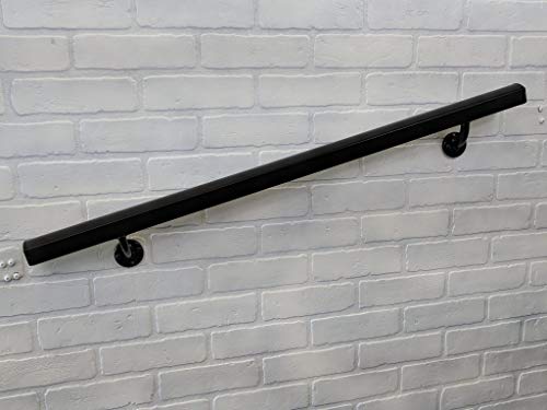 Aluminum Handrail Direct AHR 5\' Handrail Section - Black Aluminum Stair Handrail - Easy to Install Indoor & Outdoor Stair Railing