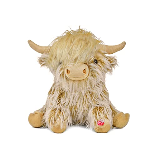 Image of Tonpect Highland Cow Stuffed Animal with Mooing Sound, 9 inch Ginger Colored, Farm Cow Toy for Boys Girls Gift Decoration