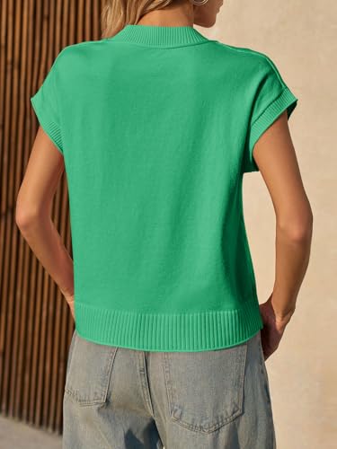 Image of Saodimallsu Womens Cap Short Sleeve Sweater Vest Summer Casual Crew Neck Loose Knit Lightweight Pullover Tank Tops