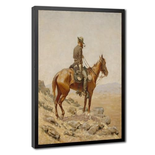 Impression sur toile Frederic Remington The Lookout cadre bois 50x75cm