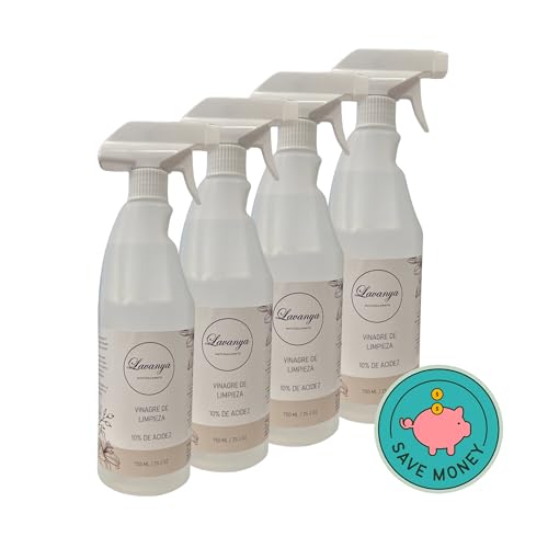 Lavanya - Vinagre blanco de limpieza. Limpiador 100% natural (Pack de 4 botellas, 3000, mililitro)