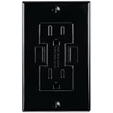 NewerTech Power2U USB Outlet, 15Amp Tamper Resistant Duplex Wall Outlet and 2.4Amp USB Charging Receptacle, Black color