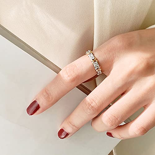 Magnetic Zircon Shaping Cross Full Moissanite Diamond Ring, 925 Sterling Silver X Criss Cross Ring, Moissanite Cross Rings For Girls Women (Gold,8) #TOP1