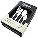 Price comparison product image Grunwerg Windsor 24 Piece Boxed Mirror Cutlery Set, 18/10 Stainless Steel, 6 x Table Knives, Table Forks, Dessert Spoons, Teaspoons, Black