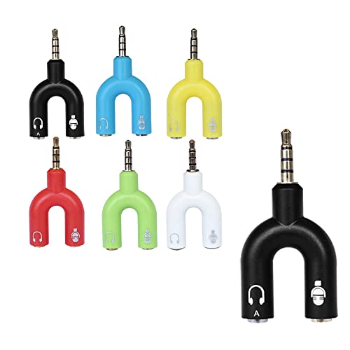 Lotatheta Headphone Splitter Headset Adapter Aux Stereo Y Splitter Jack 3.5mm Male convert to 2 Port 3.5mm Female Dual Headphone Adapter 6 Colors for Audio Stereo Microphone and Speaker Headphone Cover