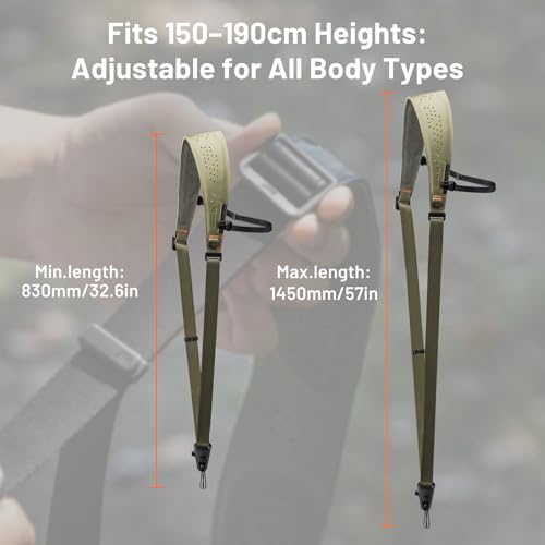 Image of PGYTECH Camera Strap Pro, Quick Release Heavy Duty Camera Shoulder Strap With Detachable Underarm Strap, Professional Camera Harness, Leather Ergonomic Shoulder Pad for DSLR /Mirrorless Cameras, Green