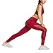 Chikool Workout Pants for Women High Waist Mesh Yoga Leggings Inner/Out Pocket Red