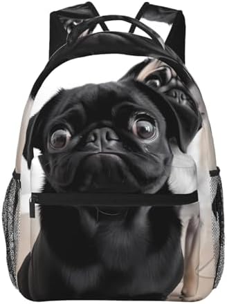 Mochila de viaje para portátil con diseño de perro de pug ne...