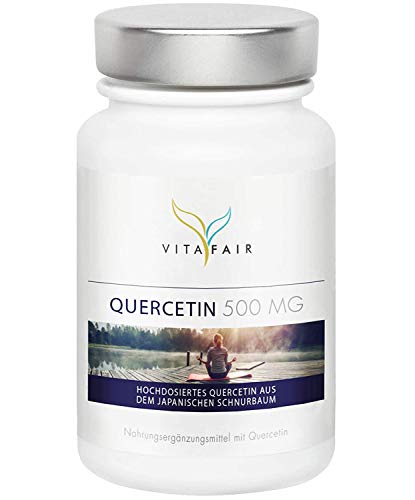 Quercetin - 500mg pro Tagesdosis - 100 Kapseln - Hochdosiert aus Japanischem Schnurbaum-Blütenextrakt - Vegan - Ohne Magnesiumstearat - German Quality