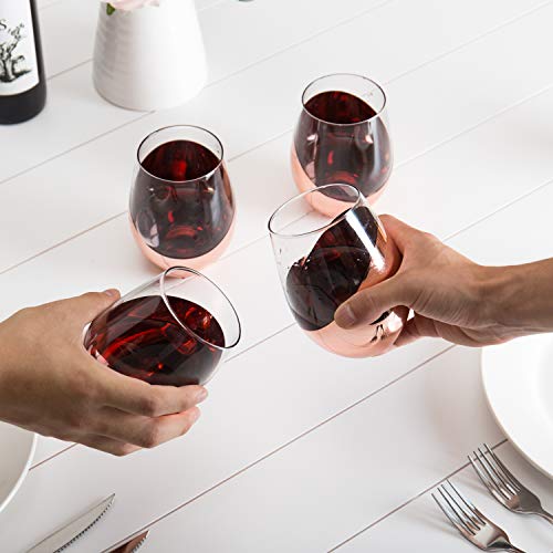 Mygift KIT1747COP-X4 Modern Copper Accent Stemless Wine Glass Set, Red Wine Glasses Set Of 4 thumb #2
