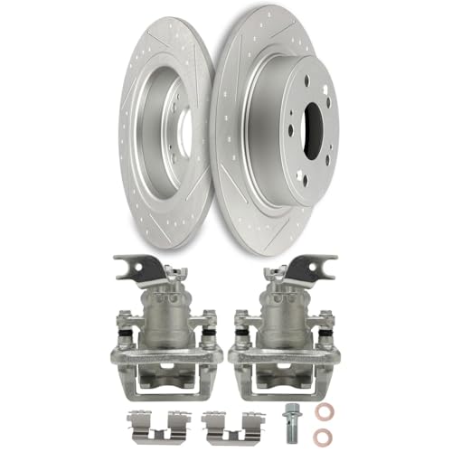 Image of SCITOO Rear Brake Kit [2] Brake Rotors [2] Brake Disc Calipers w /Bracket Compatible With 2009-2014 for Acura for TSX,2008-2012 for Honda for Accord