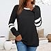 Womens Long Sleeve Shirts Casual Color Block Crewneck Tops Fall Fashion Basic Tee Clothes Black