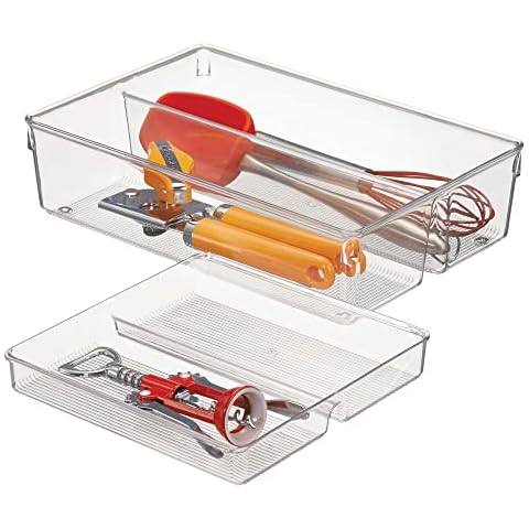 mDesign Kitchen Organiser with Cutlery Tray Cover