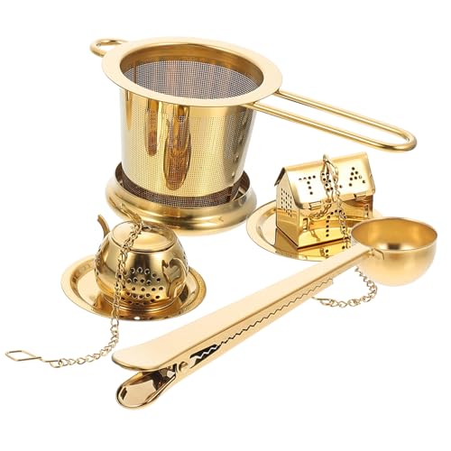 Alipis Infuseur à Thé En Acier Inoxydable 304 Doré Passoire à Thé Double Fonction Cuillère Fin Accessoire Ustensile Pratique Pour Maison