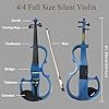 Electric Violin, 4/4 Full Size Silent Violin Fiddle with Ebony Fittings, Metallic Varnish Violin Kit for Beginners Students (Metallic Blue)