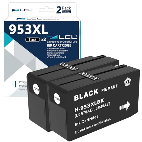Cartouche HP 953 XL noire LCL lot de 2 anti-bavures pour OfficeJet Pro 8210