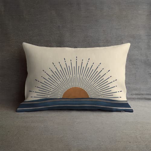 Preliving Boho Sun Throw Pillow Covers, Horizontal Sunset Sunrise Abstract Pillow Covers, Decorative Retro Aesthetic Hippie Lumbar Bohemia Cushion Case Pillowcase For Couch Sofa, 12X20 Inch #TOP3