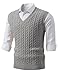 JMIERR Mens Cable Dress Vest Casual Lightweight Fall Clothes Slim Fit Vest for Men Gray