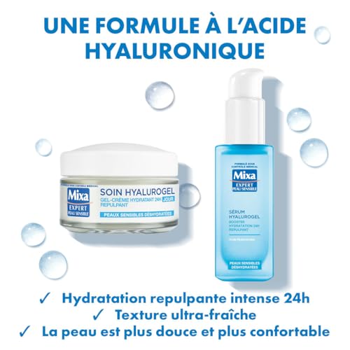 Mixa Expert Peau Sensible - Hyalurogel de routine - Booster Hydratation Répulpant 24 heures - Acide Hyaluronique Pur, Vitamine B3 + B5, Sérum + Soin – Image 3