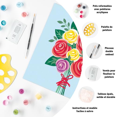 Ravensburger – CreArt 20x20 cm – Adulte – Peinture par numéros – Bouquet de Roses – Loisir créatif – 25520