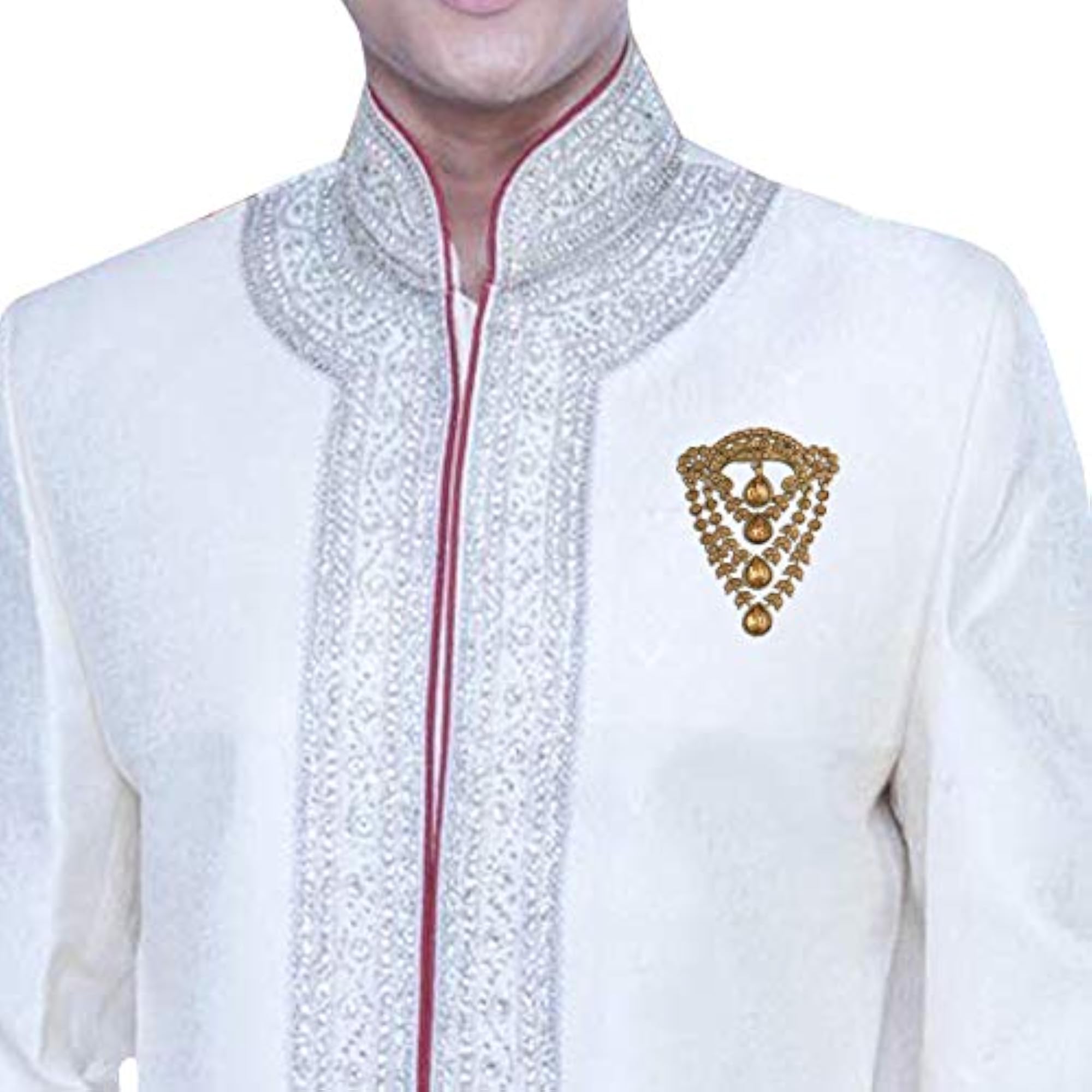 Stylish Wedding Designer Stone Studded Brooch for Men