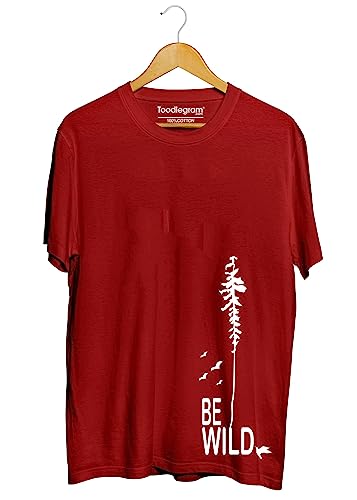 Image of Toodlegram - 100% Pure Cotton Plus Size T Shirt for Men- Regular Fit - Half Sleeve Roundneck Stylish Tshirt - Graphic Printed Be Wild (Size - 2XL to 10XL)