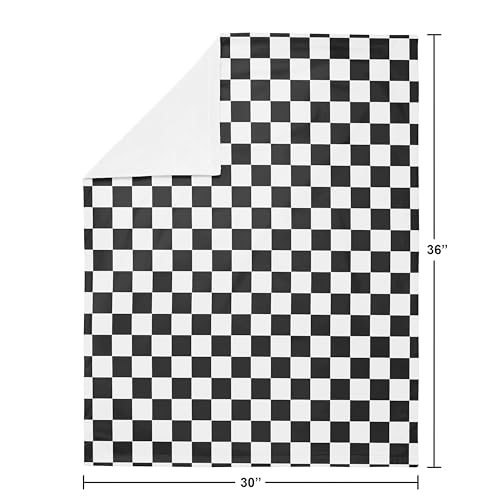 Image of Sweet Jojo Designs Soft Baby Blanket (Black /White Gingham Checkered Plaid) for Boys /Girls, Infant, Newborns, Toddler 30x36in - Stroller Swaddle Security Receiving Blankets Minky (Vintage Checkerboard)