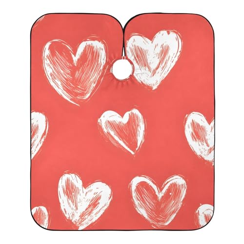 BOESI Scribble Love Pattern Barber Shawl, Waterproof Haircut Shawl, Haircut Salon Apron, Shaving Bib, 55 x 65 inches