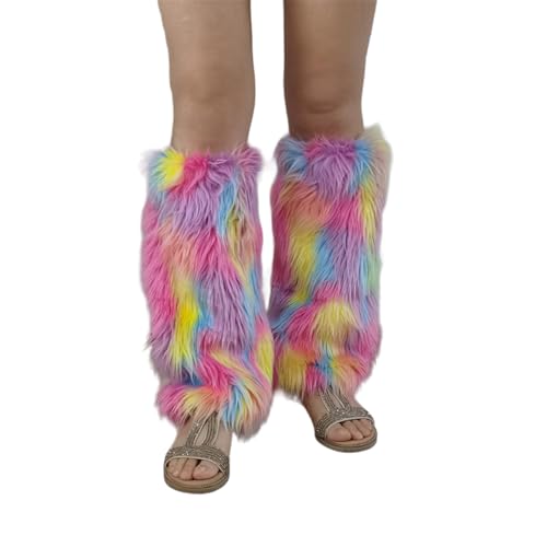 Riiichflowshop Polainas japonesas vintage para mujeres y niñas, de felpa colorida, polainas gruesas estéticas, punk, mullidas, calcetines largos para piernas