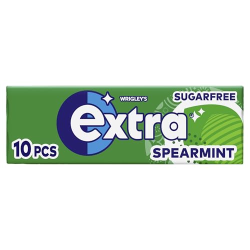 Wrigley's Extra Chewing Gum, Spearmint Flavour, 30 Packs of 10 Pieces, Sugar Free Chewing Gum Bulk Pack with Xylitol (300 pieces)