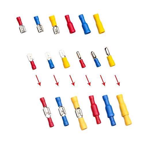 120pcs Insulated Spade Crimp Terminal Female Male Connector for Wire Crimping Quick Butt Cable Terminal Connector 22-10AWG