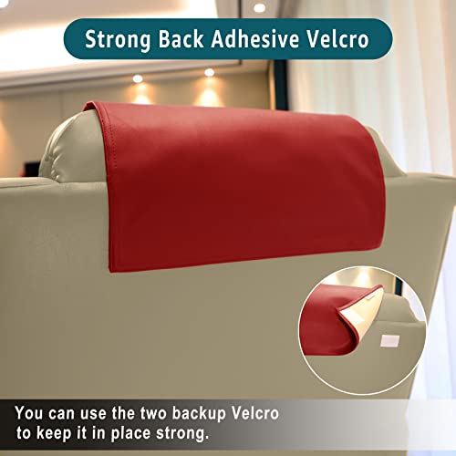 Amazecov Premium Headrest Cover For Recliner Chair,Flame Retardant Faux Leather Headrest Protector For Furniture, Theater Seat Cover Head Protector Cover For Home & Office Sofa,16Wx27L, Hot Red #TOP1